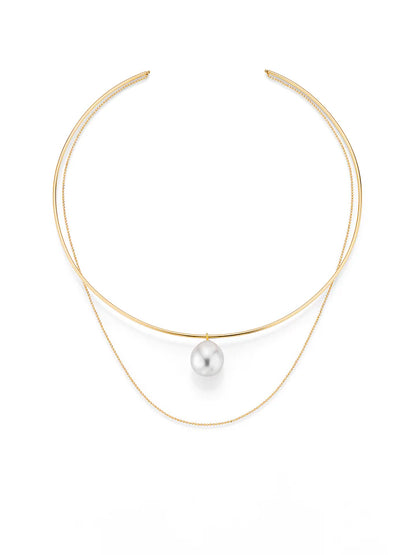 LOVE gold necklace with South Sea pearls
