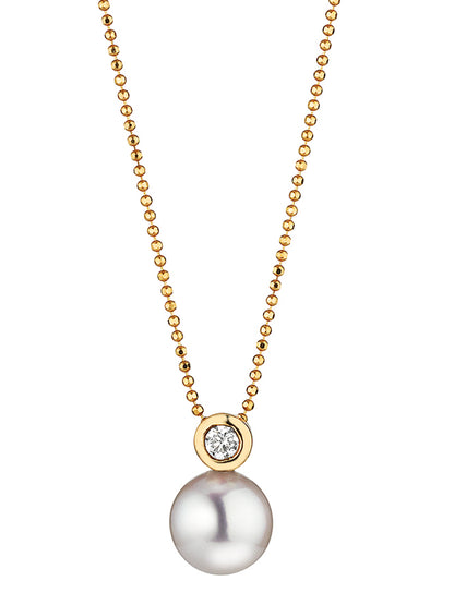 NEXXT arany nyaklánc akoya gyönggyel és gyémánttal