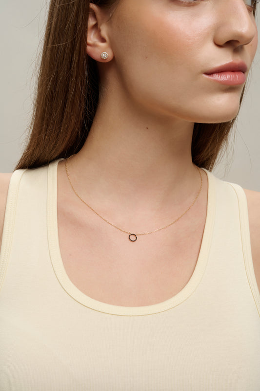 Yellow gold black diamond necklace