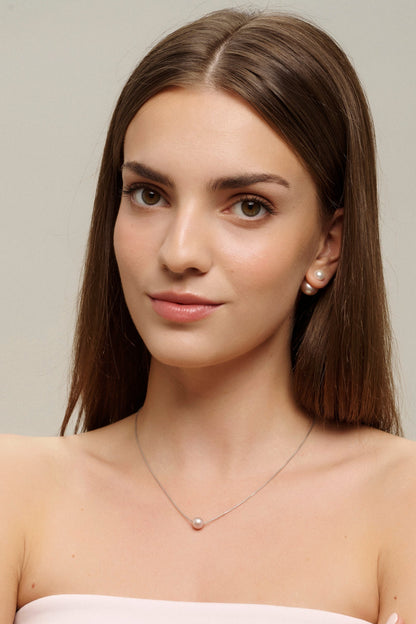 PINK PEARL silver necklace with freshwater pearls