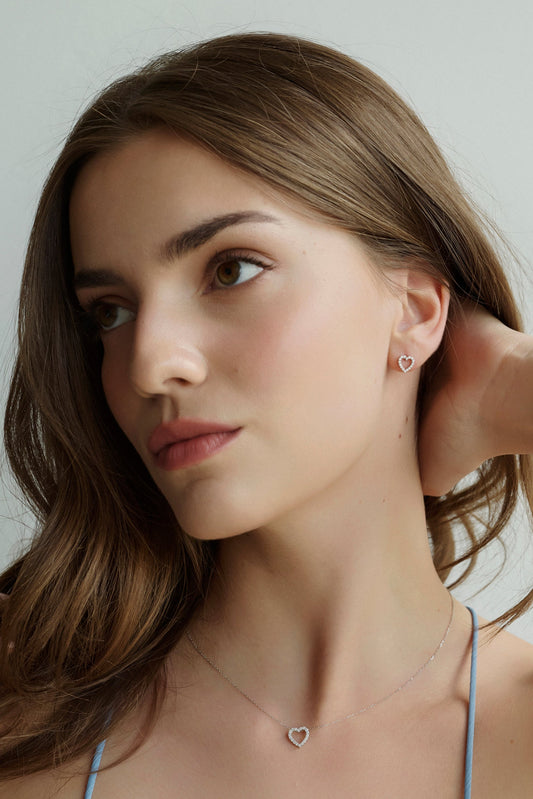 White gold diamond heart earrings