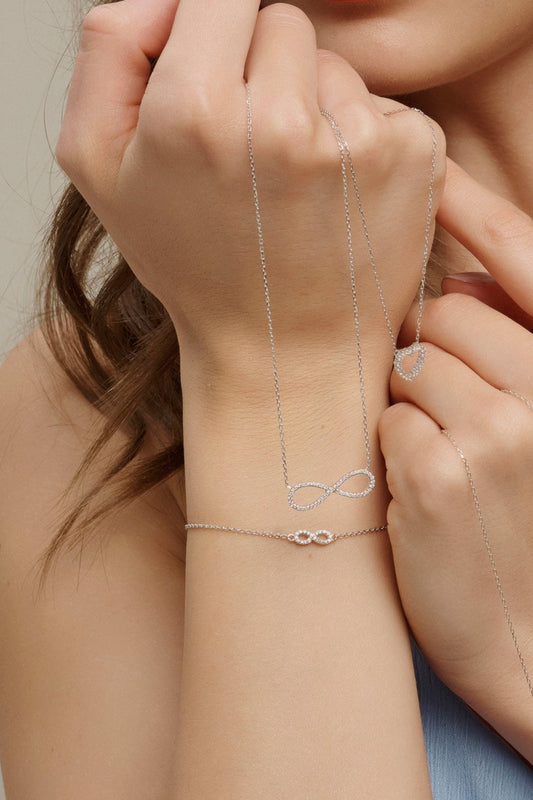 White gold diamond infinity chain