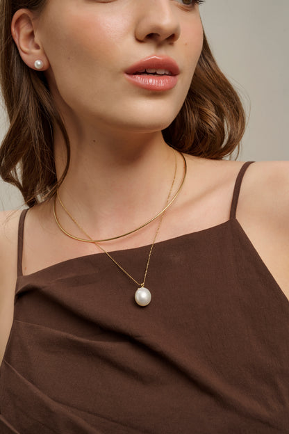 LOVE gold necklace with South Sea pearls