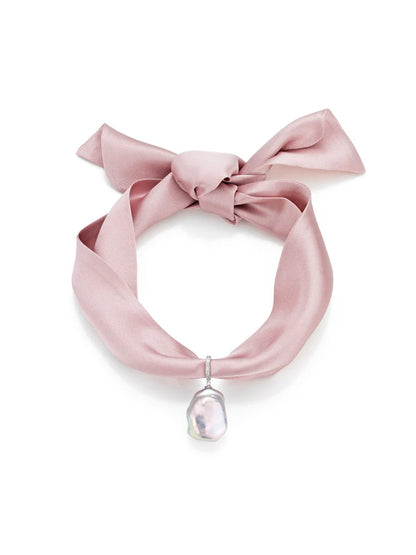Selyem choker - rózsaszín