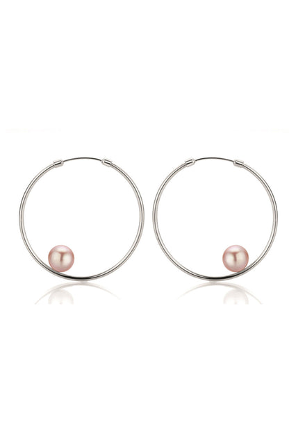 PINK PEARL ezüst karika fülbevaló édesvízi gyönggyel