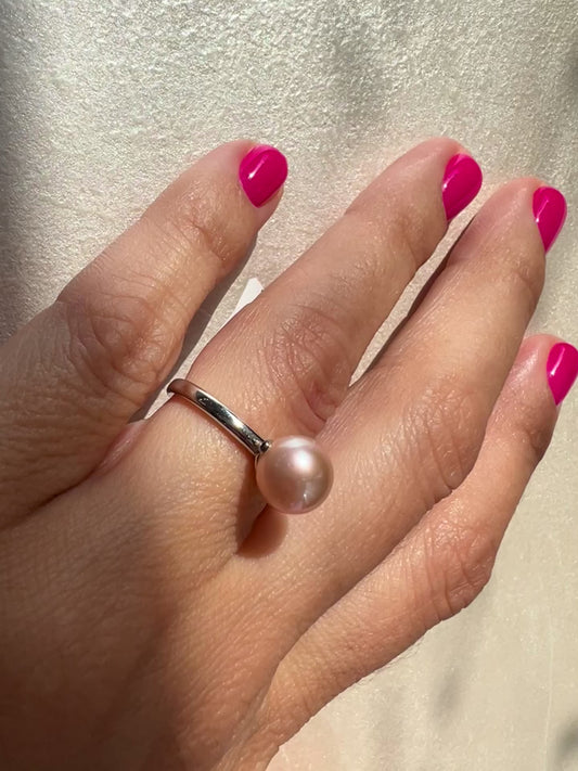 PINK PEARL silver ring with akoya pearl